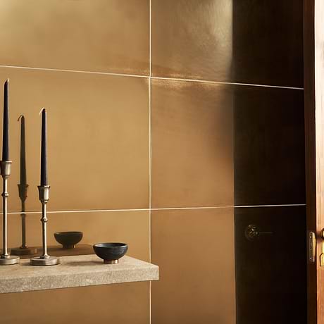 Amulet Mist Gold 18x36 Metal Laminated Porcelain Tile