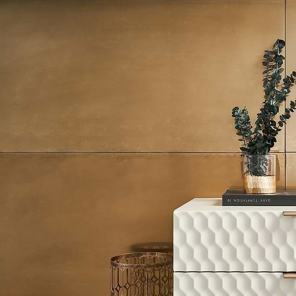 Amulet Mist Gold 18x36 Metal Laminated Porcelain Tile