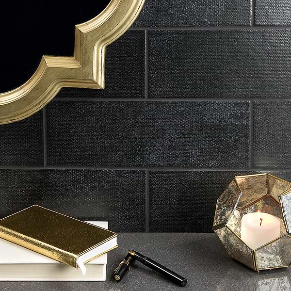 Diesel Camp Black Canvas 4x12 Ceramic Tile