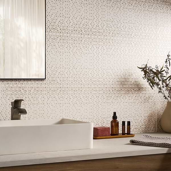 Terramay Flower Taupe 12x36 Textured Mixed Finish Matte Ceramic Tile