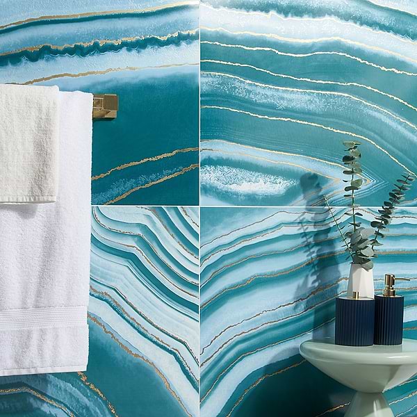 Agate Art Ocean Green 24x48 Artisan Decor Polished Porcelain Tile