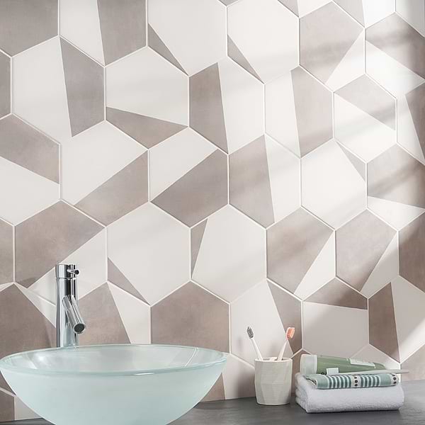 HexArt Pop Gris 8" Hexagon Matte Porcelain Tile