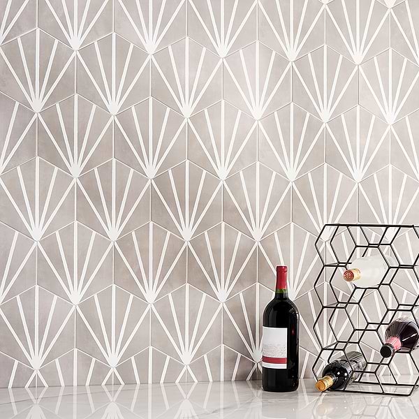 HexArt Gris Deco 8" Porcelain Matte Tile