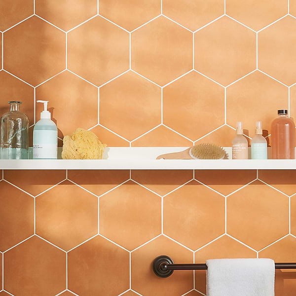 HexArt Orange 8" Hexagon Matte Porcelain Tile