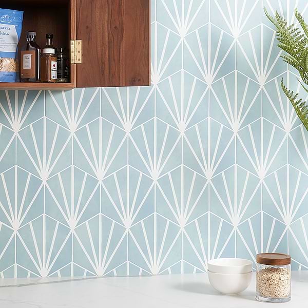 HexArt Deco Turquoise 8" Hexagon Matte Porcelain Tile