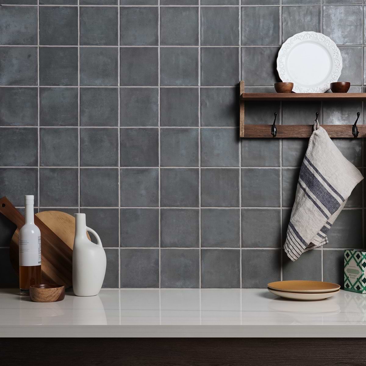 Buy Paula Purroy Talia Steel Blue 5x5 Matte Ceramic Tile | TileBar.com