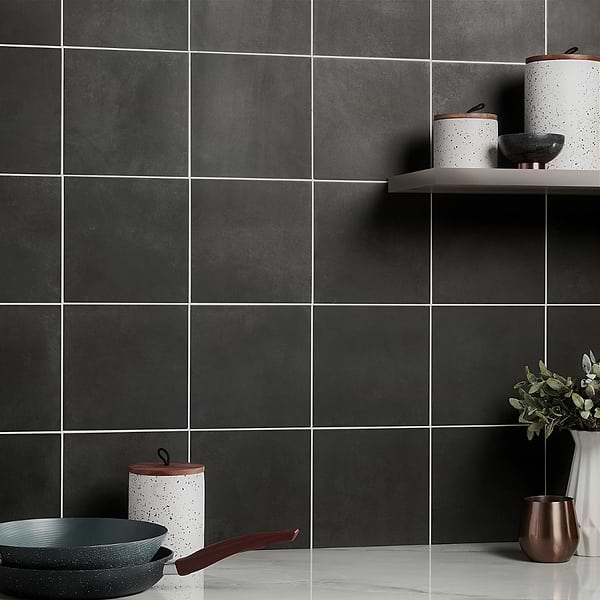 Art Geo by Elizabeth Sutton Charcoal Black 8x8 Matte Porcelain Tile
