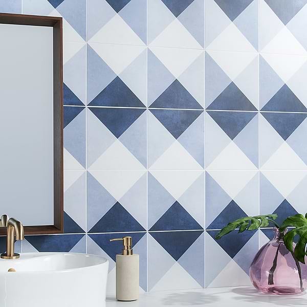 Art Geo by Elizabeth Sutton Cement Deco Blue 8x8 Matte Porcelain Tile: Pattern 3