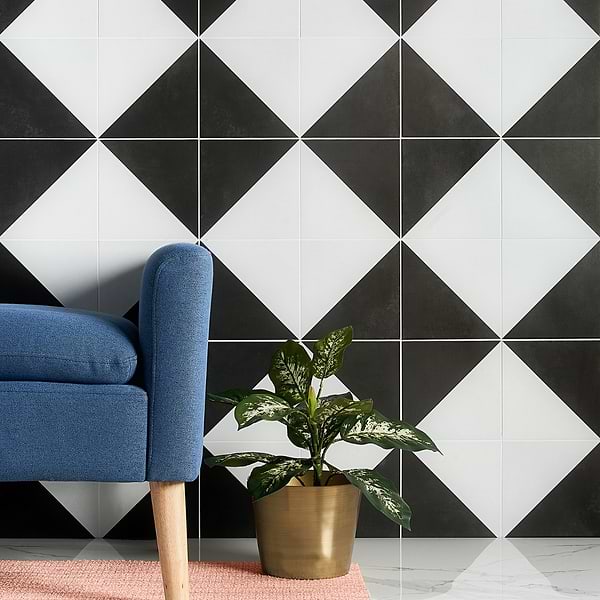 Art Geo by Elizabeth Sutton Cement Dos Charcoal Gray 8x8 Matte Porcelain Tile: Pattern 2