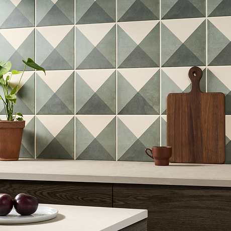 Art Geo by Elizabeth Sutton Deco Prism Meadow Green 8x8 Matte Porcelain Tile