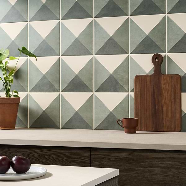 Art Geo by Elizabeth Sutton Deco Prism Meadow Green 8x8 Matte Porcelain Tile