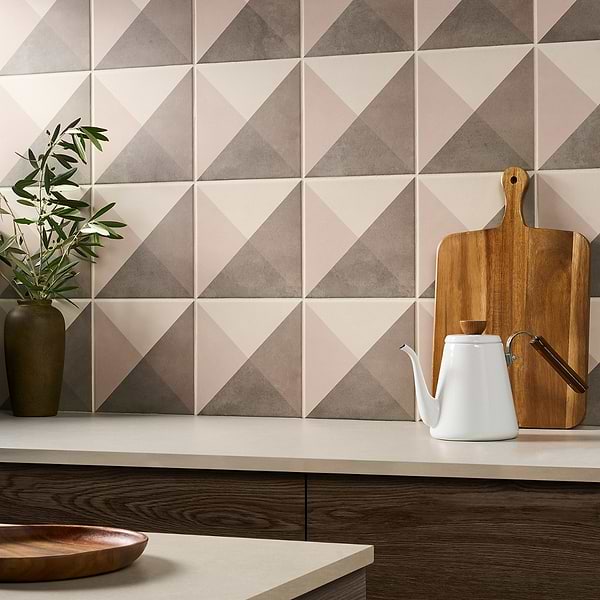 Art Geo by Elizabeth Sutton Deco Mist Gray 8x8 Matte Porcelain Tile