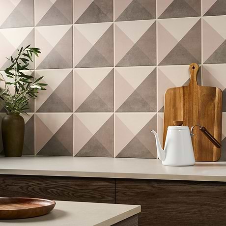 Art Geo by Elizabeth Sutton Deco Prism Mist Gray 8x8 Matte Porcelain Tile