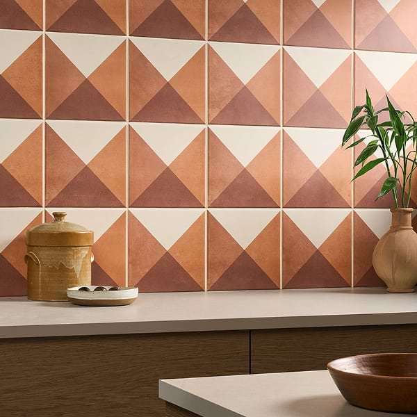 Art Geo by Elizabeth Sutton Deco Prism Terracotta 8x8 Matte Porcelain Tile