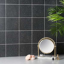 Art Geo by Elizabeth Sutton Terrazzo Charcoal Black 8x8 Matte Porcelain Tile
