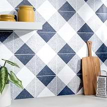 Art Geo by Elizabeth Sutton Terrazzo Deco Blue 8x8 Matte Porcelain Tile: Pattern 2