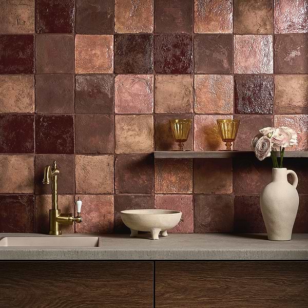 Opera Terracotta by Paula Purroy Canyon 6x6 Square Matte and Iridescent Terracotta Tile