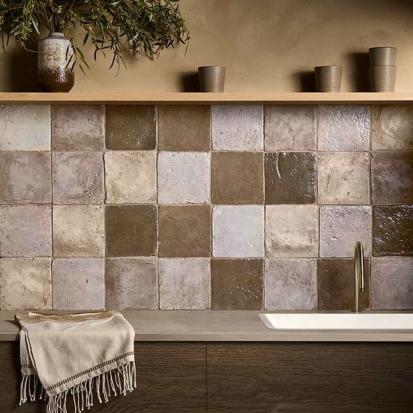 Opera Terracotta by Paula Purroy Dune 6x6 Square Matte and Iridescent Terracotta Tile