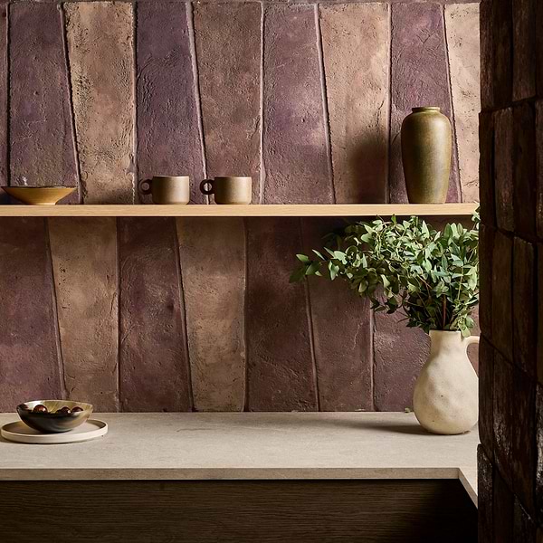 Opera Terracotta by Paula Purroy Bordeaux 6x18 Trapezoid Matte Terracotta Tile