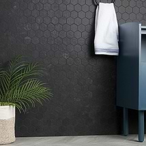 Portrait Black Gold 2" Hexagon Matte Porcelain Mosaic Tile