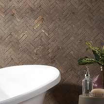 Portrait Copper 1x4 Herringbone Matte Porcelain Mosaic Tile