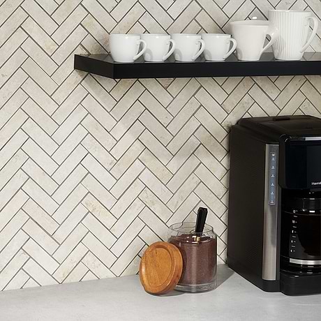 Portrait Ivory Beige 1x4 Herringbone Matte Porcelain Mosaic Tile