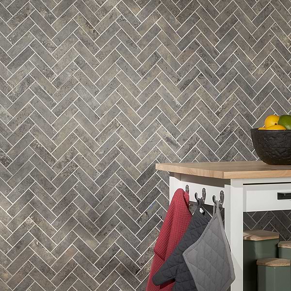 Portrait Sage Gray 1x4 Herringbone Matte Porcelain Mosaic Tile