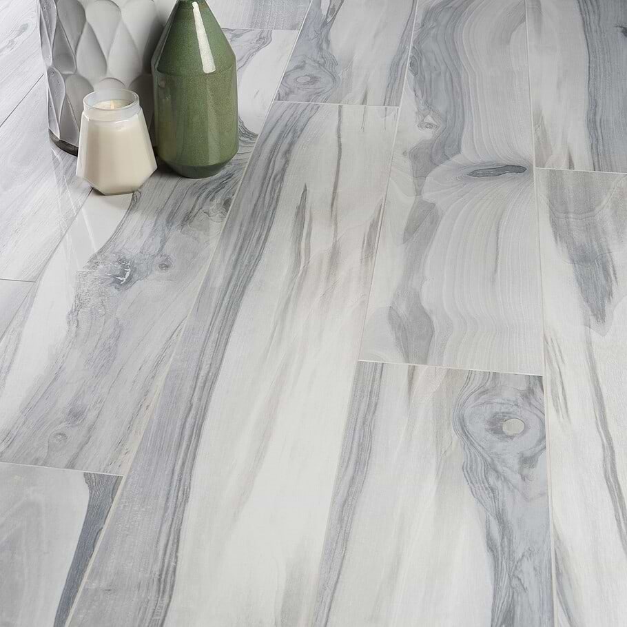 Brazilian Coyote Gray 8x48 Wood Look Polished Porcelain Tile; in Gray Porcelain; for Backsplash, Bathroom Floor, Bathroom Wall, Commercial Floor, Floor Tile, Kitchen Floor, Kitchen Wall, Outdoor Wall, Shower Wall, Wall Tile; in Style Ideas Farmhouse, Modern, Traditional