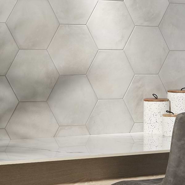 Ava Gray Sabbia 8" Hexagon Matte Porcelain Tile