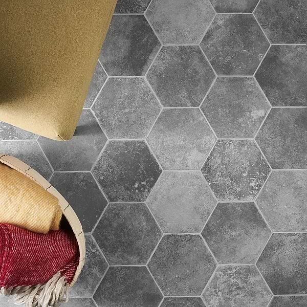 Terra Pompeii Gris Gray 8" Hexagon Matte Porcelain Tile