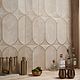 Calypso 3D Carved Crema Marfil Beige with Brass Inlay 8x16 Honed Marble Limestone Tile