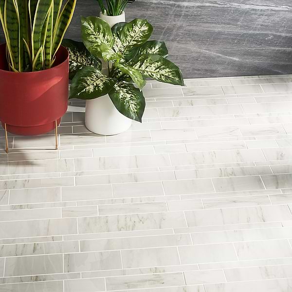 DreamStone Dolomite Snow Railroad Polished Porcelain Mosaic