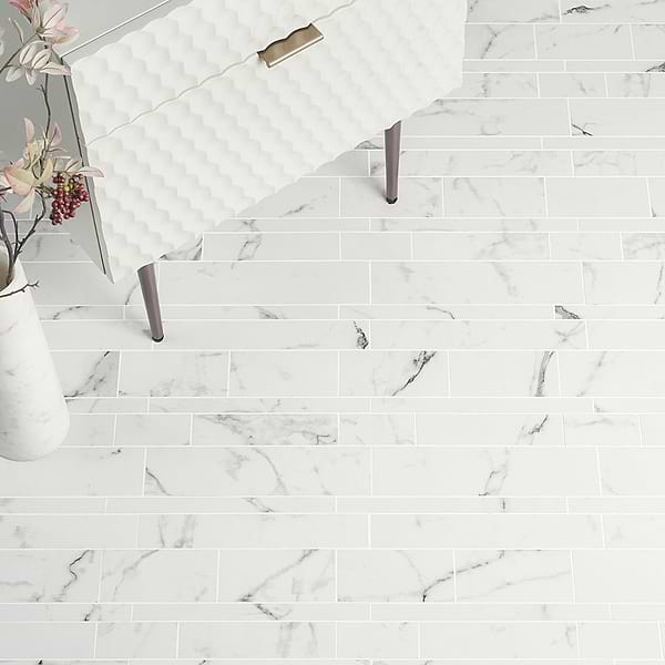 DreamStone Statuario Venato Railroad Matte Porcelain Mosaic