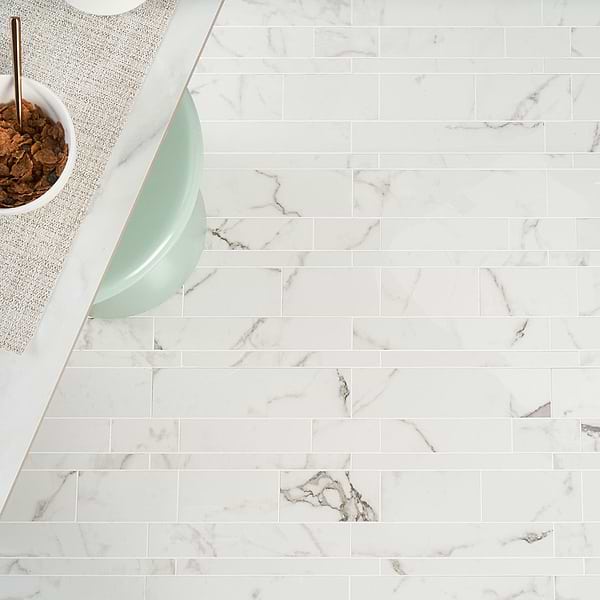DreamStone Statuario Venato Railroad Polished Porcelain Mosaic