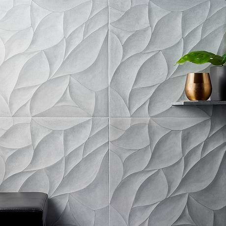 Thalia Blue Gray 18x18 3D Carved Rosette Honed Limestone Tile
