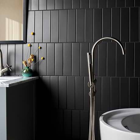 Roller Black 3x11 Matte Porcelain Subway Tile
