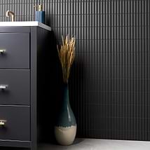 Roller Ribbed Black 4x12 3D Matte Fluted Ceramic Tile