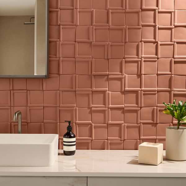Roller Cross Terracotta 4x4 3D Handmade Matte Ceramic Tile
