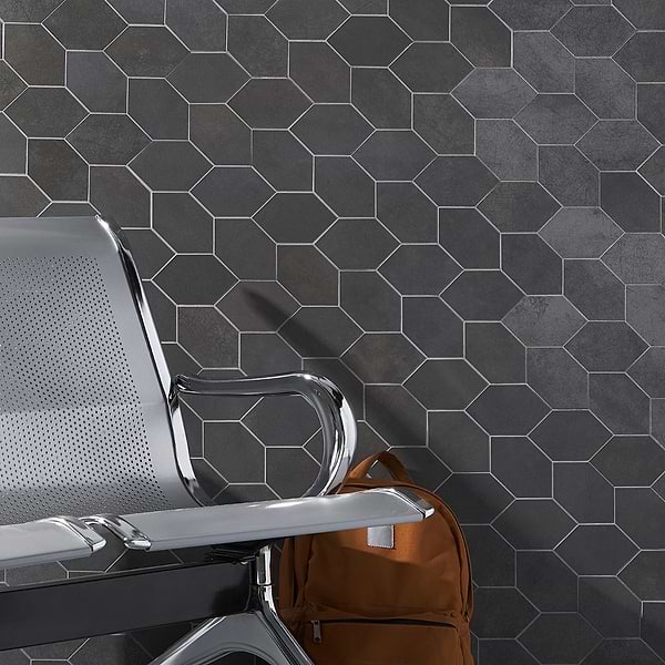 Bond Venom Charcoal Foliage Matte Porcelain Mosaic Tile