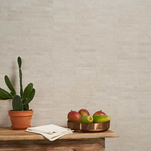 Era Crema Beige 1x6 Stacked Limestone Look Matte Porcelain Mosaic Tile