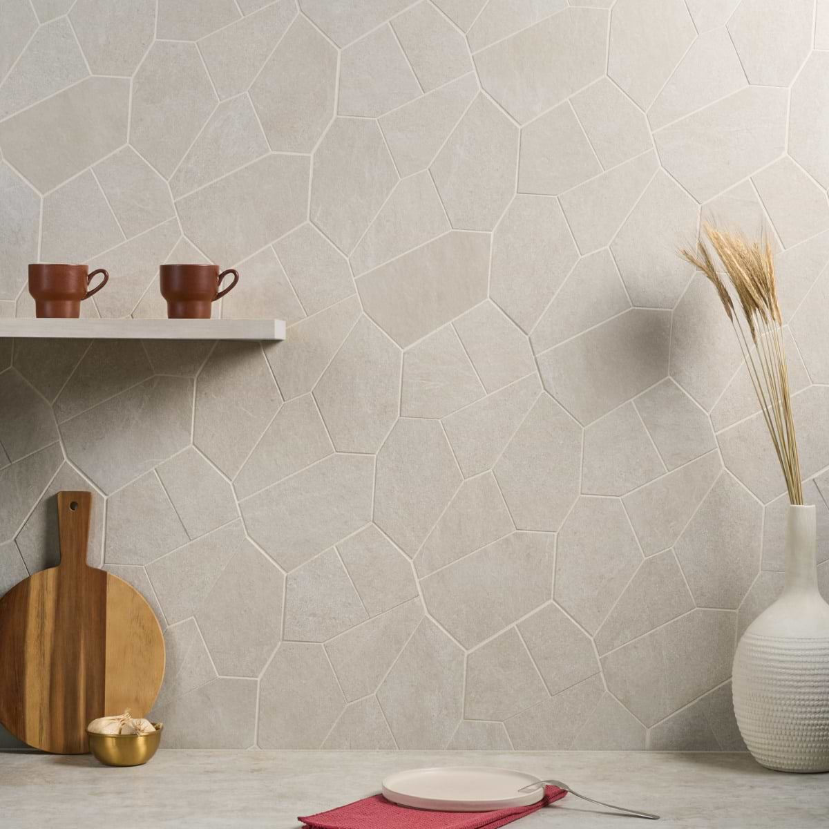 Era Crema Beige Organic Pattern Limestone Look Matte Porcelain Mosaic Tile; in Beige Color Body Porcelain; for Backsplash, Bathroom Floor, Bathroom Wall, Commercial Floor, Floor Tile, Kitchen Floor, Kitchen Wall, Outdoor Floor, Outdoor Wall, Pool Tile, Shower Floor, Shower Wall, Wall Tile; released 2025; new, trends