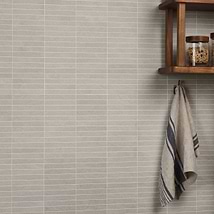 Era Linen White 1x6 Stacked Limestone Look Matte Porcelain Mosaic Tile