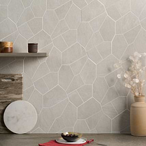 Era Linen White Organic Pattern Limestone Look Matte Porcelain Mosaic Tile