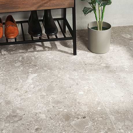 Rizo Taupe Gray 24x24 Terrazzo Look Matte Porcelain Tile