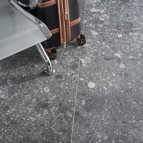 Rizo Charcoal Gray 24x24 Terrazzo Look Matte Porcelain Tile