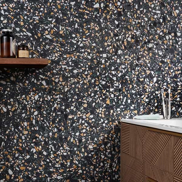 Terrazzo Italy Cava Notte Black 24x24 Honed Marble Tile