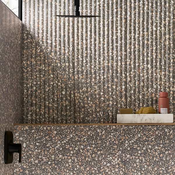 Terrazzo Italy Fluted Dolce Rina Gray 12x24 Honed Terrazzo Tile