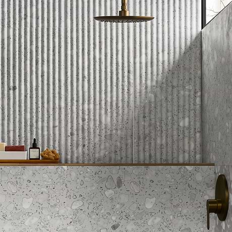Terrazzo Italy Fluted Sacra Bianco White 12x24 Terrazzo Tile