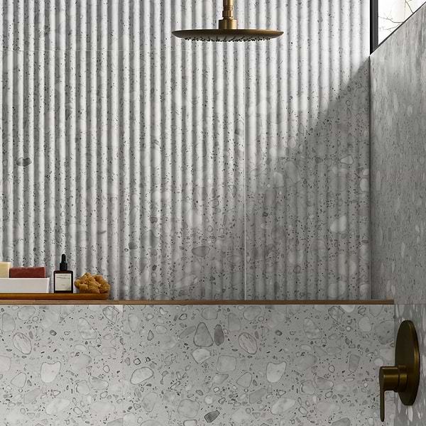Terrazzo Italy Fluted Sacra Bianco White 12x24 Terrazzo Tile
