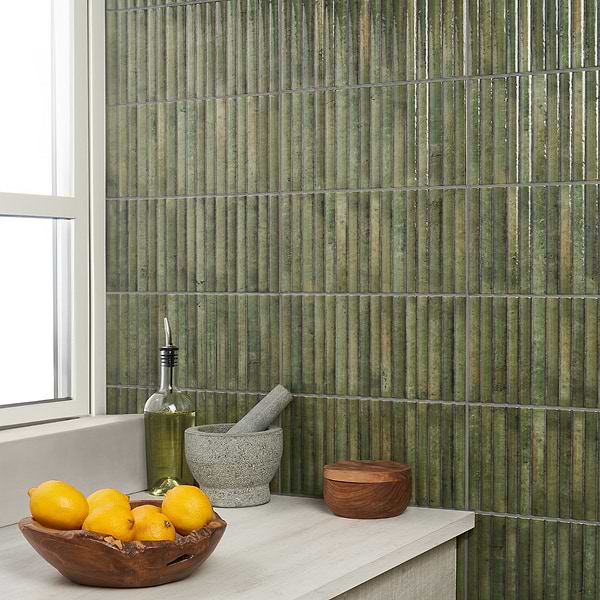 Curve Fluted Green 6x12 3D Glossy Ceramic Tile